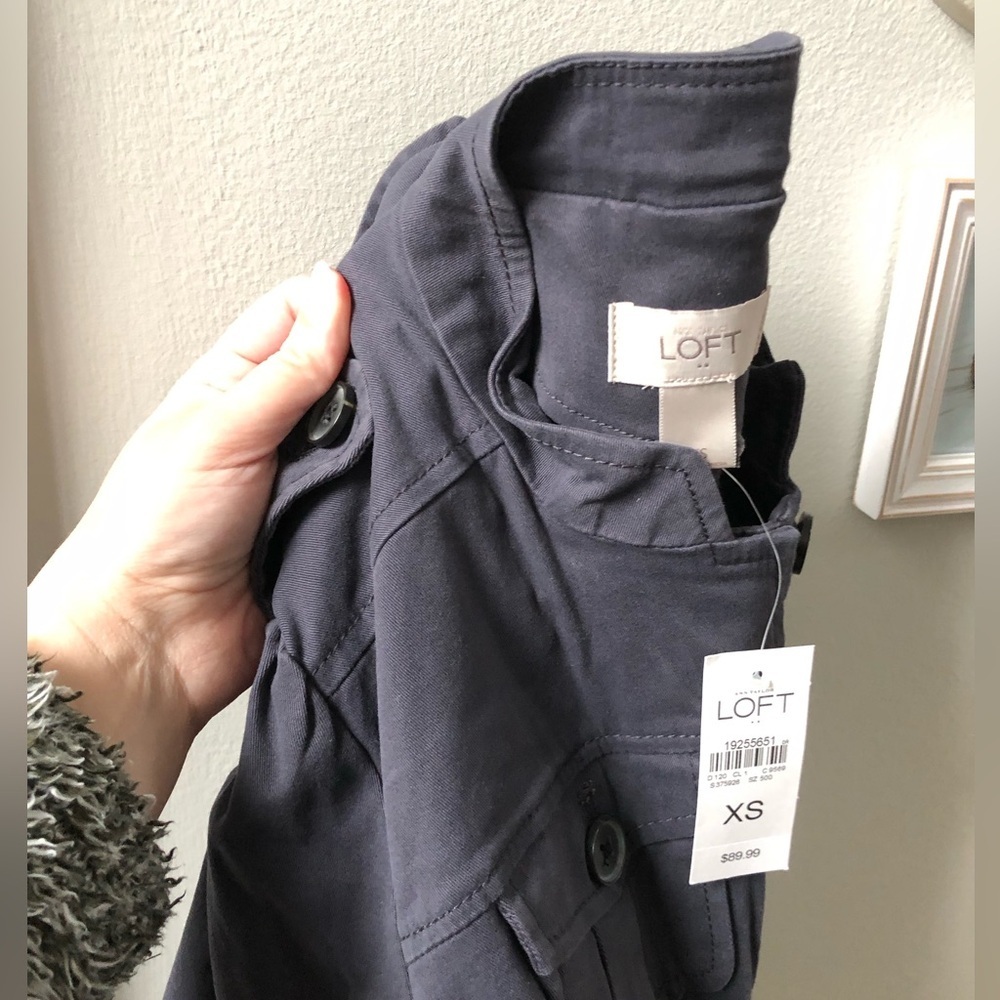 Ann Taylor LOFT Military-Style Peplum Dusty Navy Blue Blazer Jacket - NWT! - Picture 11 of 11